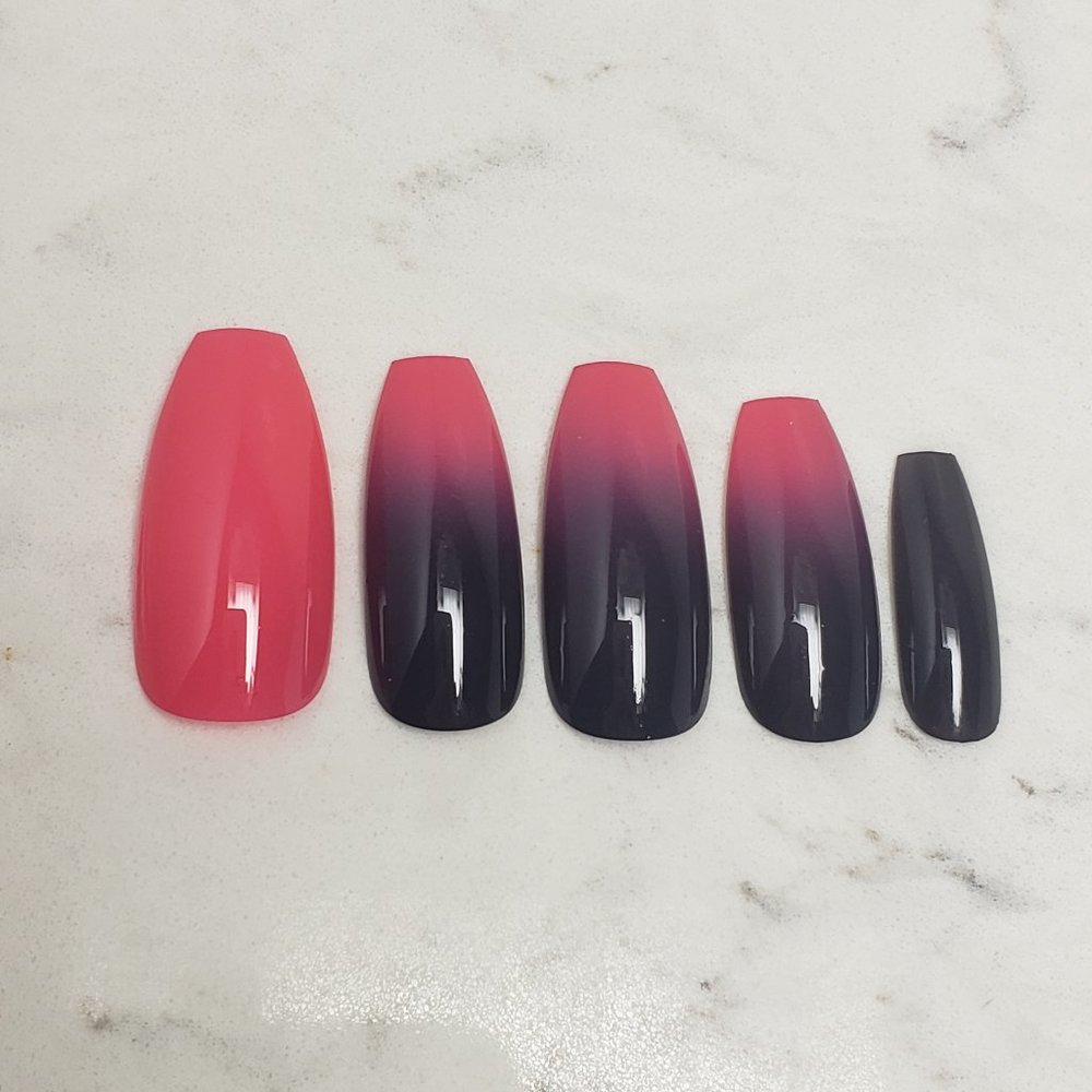 Pink grey ombre Custom gel Press on Nails fake nails Handmade 20pc set coffin